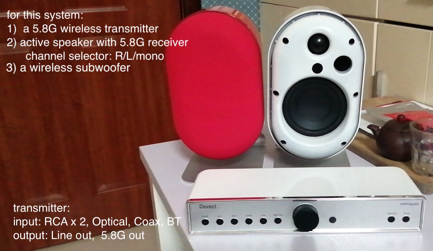 Davecl 5.8G Speaker Wireless