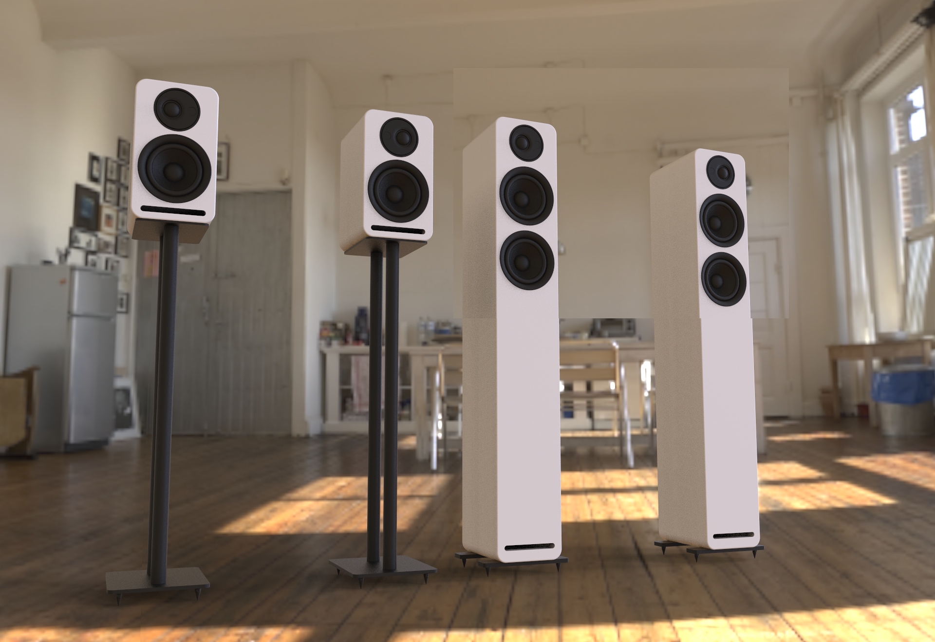 pembesar suara HIFI kaki lantai 4 inci berkilat tinggi